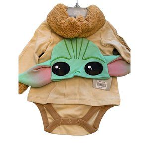 6-9 Months Disney Baby Yoda Costume 3 Pieces Hat Body Suit Jacket